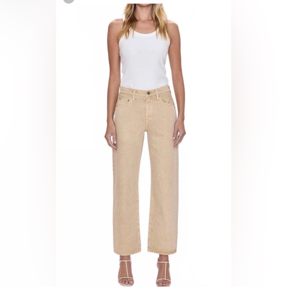 NWT Pistola Lexi Bowed Sand Dollar Women's Beige Straight Leg Jeans 25